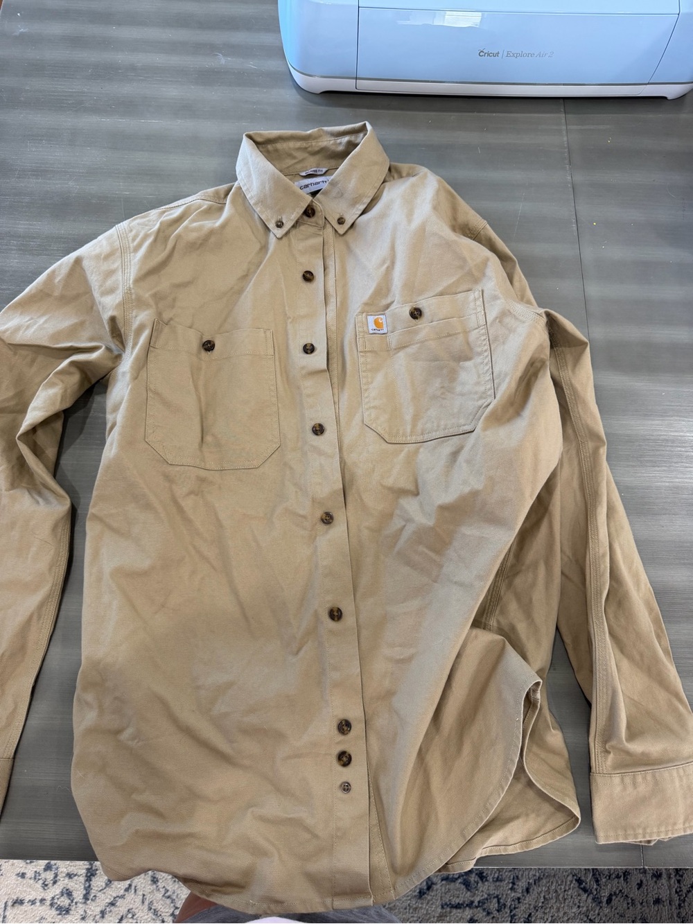 NWOT - Carhartt Men's Khaki Long-Sleeve Button-Down Work Shirt